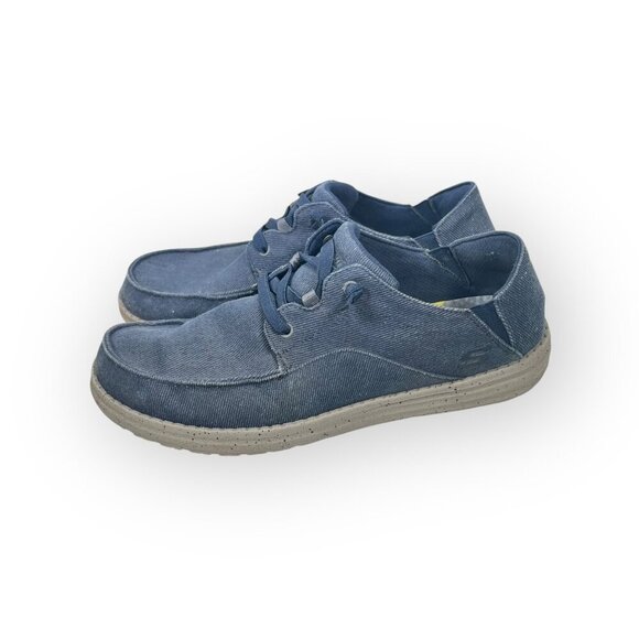 SKECHERS Men's Size 10.5 Melson Volgo Slip-On Loafer Blue Gray Canvas Shoe - Picture 4 of 7